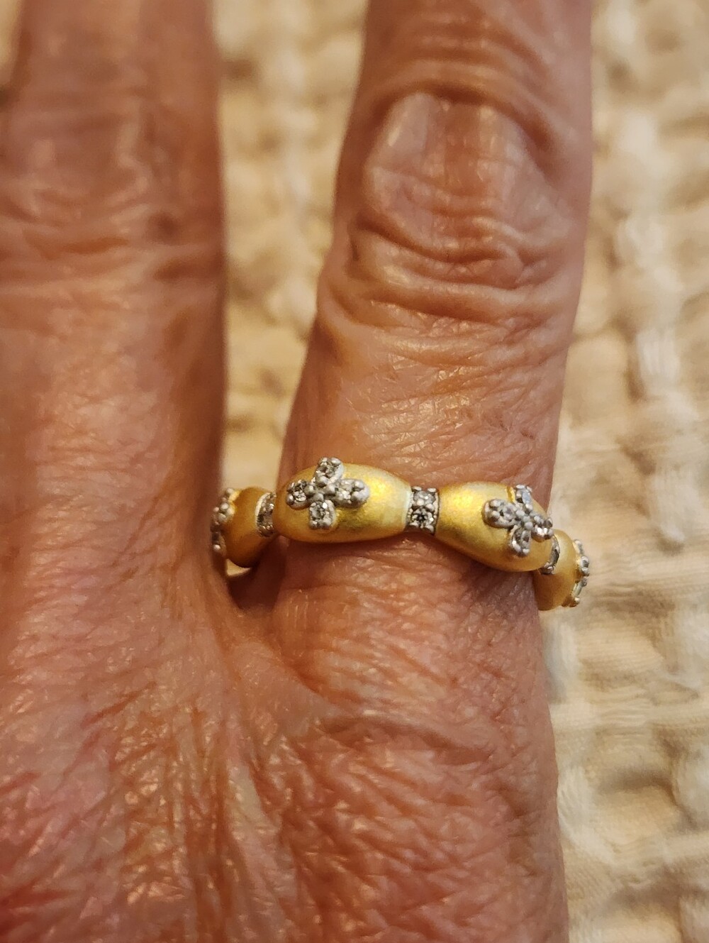 Freida Rothman Gold Bow Cross Accent Layering Ring Sterling Silver Sz 8